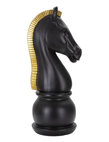 Cavallo scacchi nero e oro cm ø 18,5x50