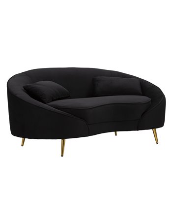 Divanetto 2 posti oslo c/cuscini nero cm 148x84x68