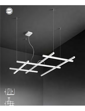 Nest sospensione lineare 80w led in alluminio bianco 