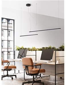 Syncro sospensione decentrabile nera led 50w colore luce selezionabile in alluminio