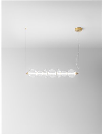 Bubbles lampadario grande led 50w oro spazzolato vetro 