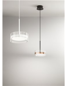 Aere sospensione decentrabile pendel led 14w in biemissione oro rosa lucido 2