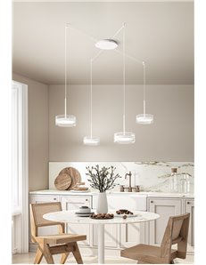 Aere sospensione decentrabile 4 luci led 56w in biemissione bianco