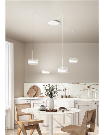 Aere sospensione decentrabile 4 luci led 56w in biemissione bianco