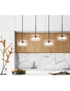 Aere sospensione decentrabile 4 luci led 56w in biemissione oro rosa lucido