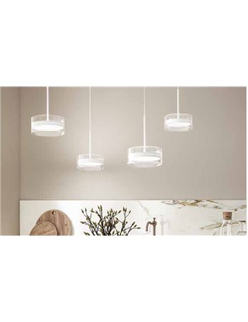 Aere sospensione lineare 5 luci led 70w in biemissione bianco