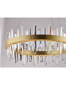 Brahms lampadario elegante rotondo dorato con cristalli  led 75w cct