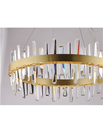 Brahms lampadario elegante rotondo dorato con cristalli  led 75w cct