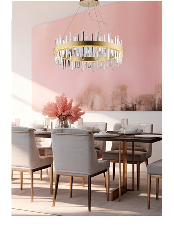 Brahms lampadario elegante rotondo dorato con cristalli  led 75w cct