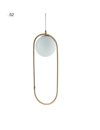 Pink floyd lampadario moderno sfera bianca metallo dorato ovale
