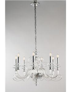 Mozart lampadario 8 luci cromo e vetro stilizzato contemporaneo