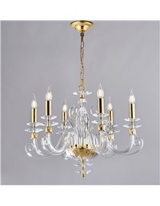 Mozart lampadario 6 luci dorato e vetro decorato trasparente 2