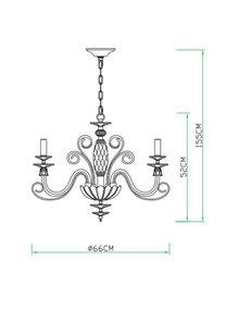 Mozart lampadario 6 luci cromato e vetro decorato trasparente 2