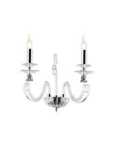 Mozart applique 2 luci cromato e vetro decorato trasparente