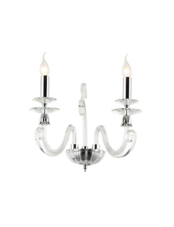 Mozart applique 2 luci cromato e vetro decorato trasparente