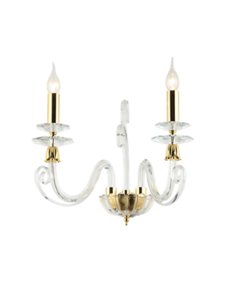 Mozart applique 2 luci dorata e vetro decorato trasparente