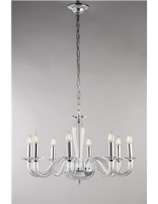 Schubert lampadario 8 luci cromo e vetro transparente contemporaneo