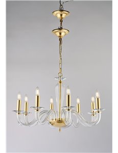 Schubert lampadario 8 luci dorato e vetro transparente contemporaneo 2