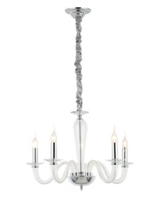 Schubert lampadario 5 luci cromo e vetro transparente contemporaneo