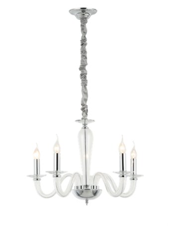 Schubert lampadario 5 luci cromo e vetro transparente contemporaneo