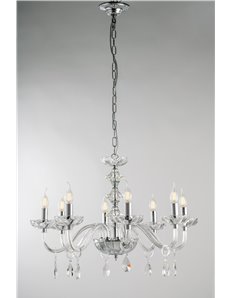 Vivandi lampadario 8 luci cromo e vetro transparente design