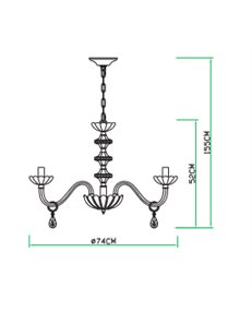 Vivandi lampadario 8 luci cromo e vetro transparente design 2