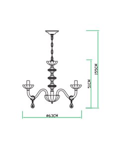 Vivandi lampadario 5 luci cromo e vetro gocce cristallo 2