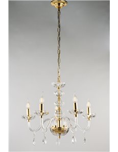 Vivandi lampadario 5 luci oro e vetro gocce cristallo trasparente 2