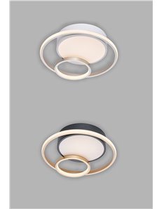Queen plafoniera anelli led 28w oro nero cct luce calda naturale fredda