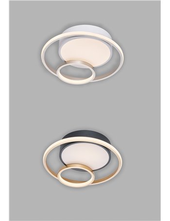 Queen plafoniera anelli led 28w bianco nickel cct luce calda naturale fredda