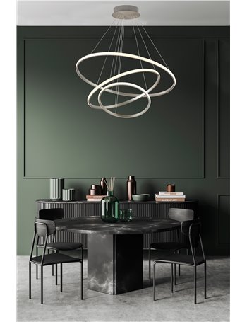Queen  lampadario anelli nickel 54w led luce selezionabile
