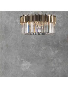 Lucy lampadario 6 luci dorato rotondo losanghe in cristallo