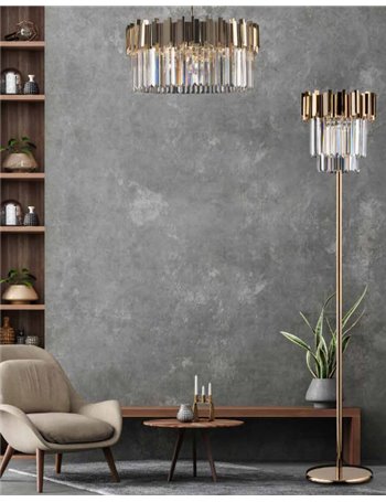 Lucy piantana design dorato rotondo losanghe in cristallo