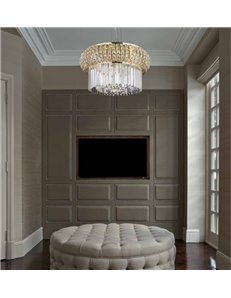 Daniel lampadario 8 luci dorato rotondo con quadrati losanghe in cristallo