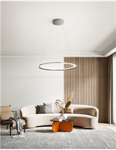 Edge lampadario small led 66w grigio titanio anello rotonda luce calda 2