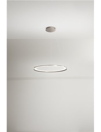 Edge lampadario small led 66w grigio titanio anello rotonda luce calda