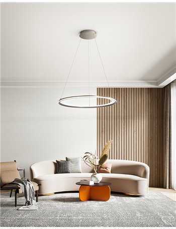 Edge lampadario big led 86w grigio titanio anello rotonda 3000k
