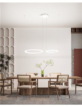 Edge lampadario doppio anello decentrabile bianco led 99w luce calda