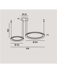 Edge lampadario doppio anello decentrabile grigio titanio led 99w luce calda 2