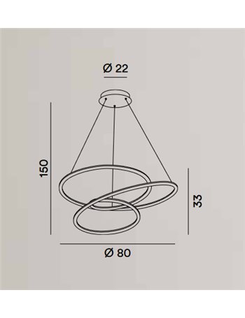 Spira lampadario stilizzato led 96w oro anelli luce calda