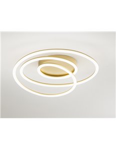 Spira plafoniera srtilizzata led 68w oro anelli luce calda