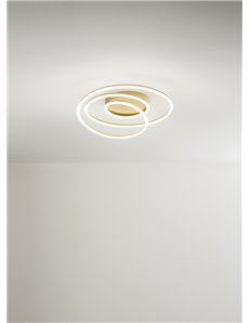 Spira plafoniera srtilizzata led 68w oro anelli luce calda 2