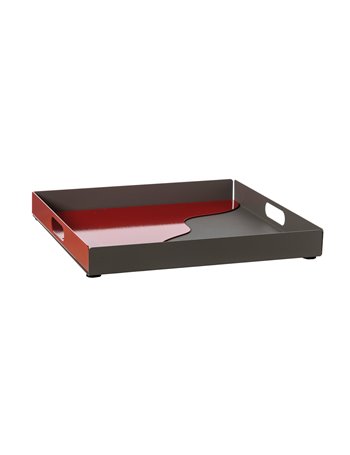 Vassoio moderno Fluid quadrato Fango rosso lucido