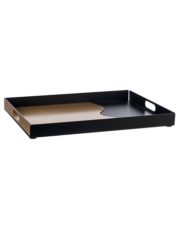 Vassoio moderno Fluid rettangolare Nero oro laccato
