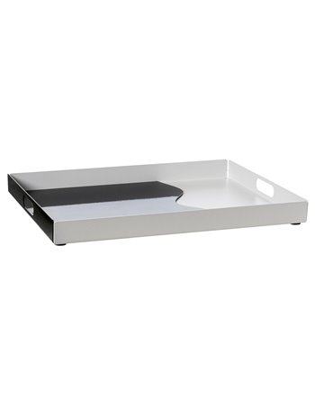 Vassoio moderno Fluid rettangolare Bianco marmo nero lucido