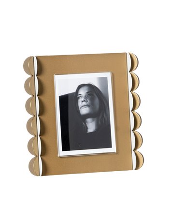 Portafoto di design Volans piccolo Oro laccato/bianco marmo/oro laccato/beige