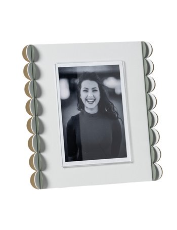 Portafoto di design Volans grande Oro laccato bianco marmo beige