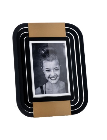 Portafoto di design Tudor grande Nero oro laccato