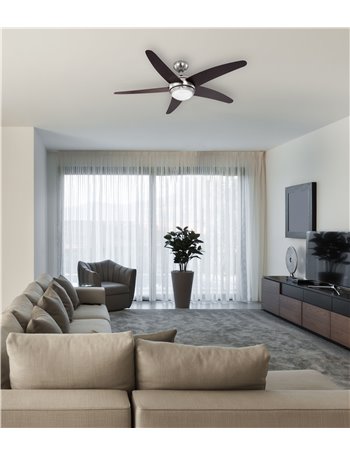 Fabiola ventilatore metallo nichel satinato fino a 30m2 1x E14