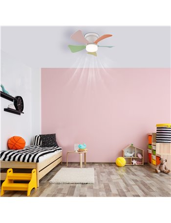 Hines ventilatore metallo bianco satinato LED